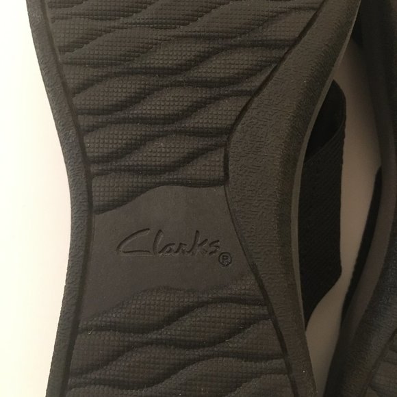 Cloudsteppers by Clarks Cushion Soft Black & Gray Wedge Sandals Shoes Size 8.5 W - Picture 8 of 14